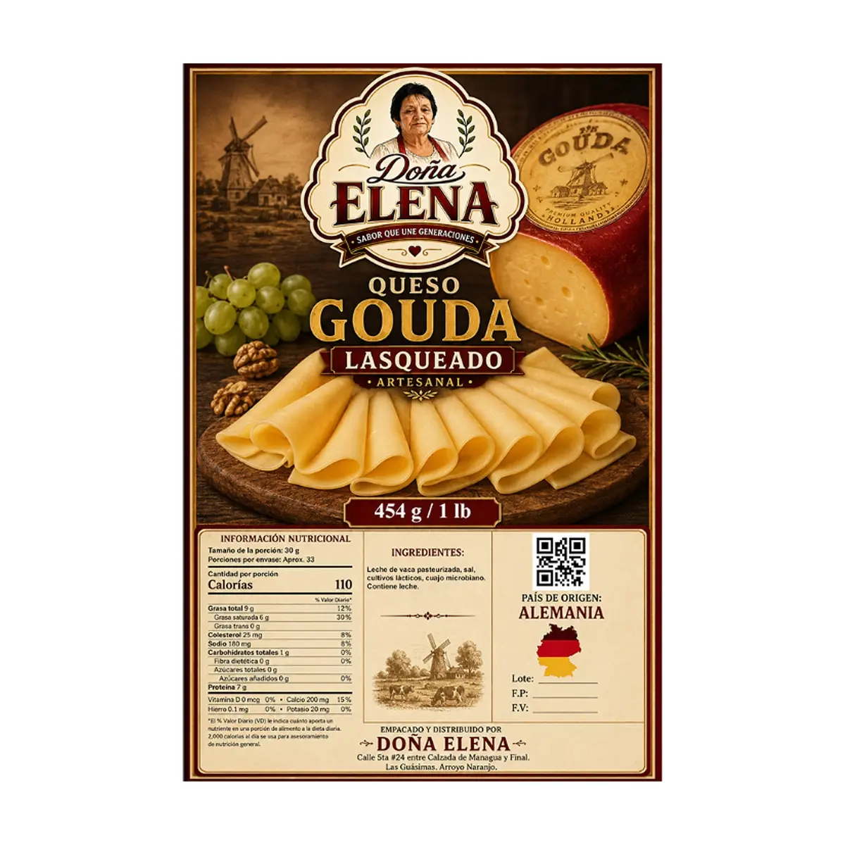 Queso gouda lasqueado Doña Elena (454 g / 1 lb) - Miniatura 2