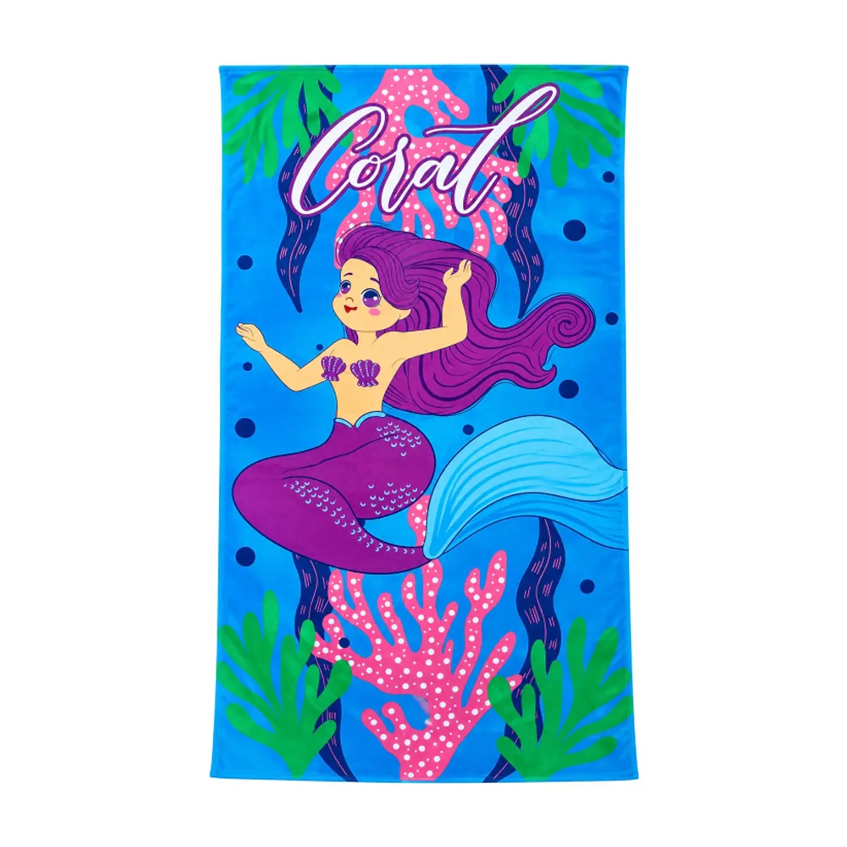 Toalla azul de sirena 70 cm x 140 cm Colibrí