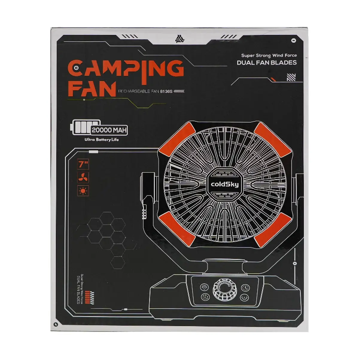Ventilador portátil recargable de 7'' de dos aspas ColdSky HY-8136S (20000 mAh) - Thumbnail 3