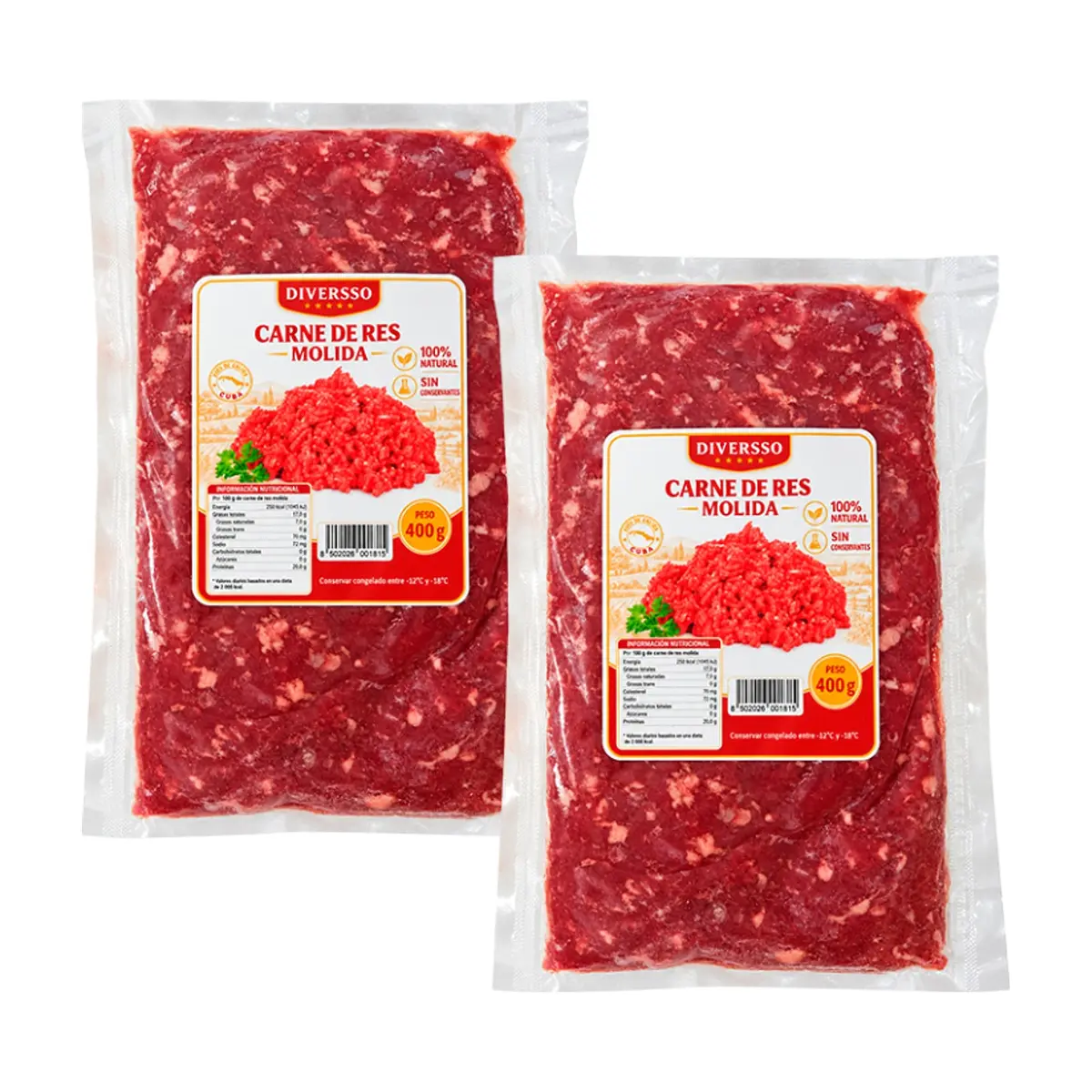Carne de res molida al vacío Diversso (2 X 400 g / 14.11 oz) - Imagen 1