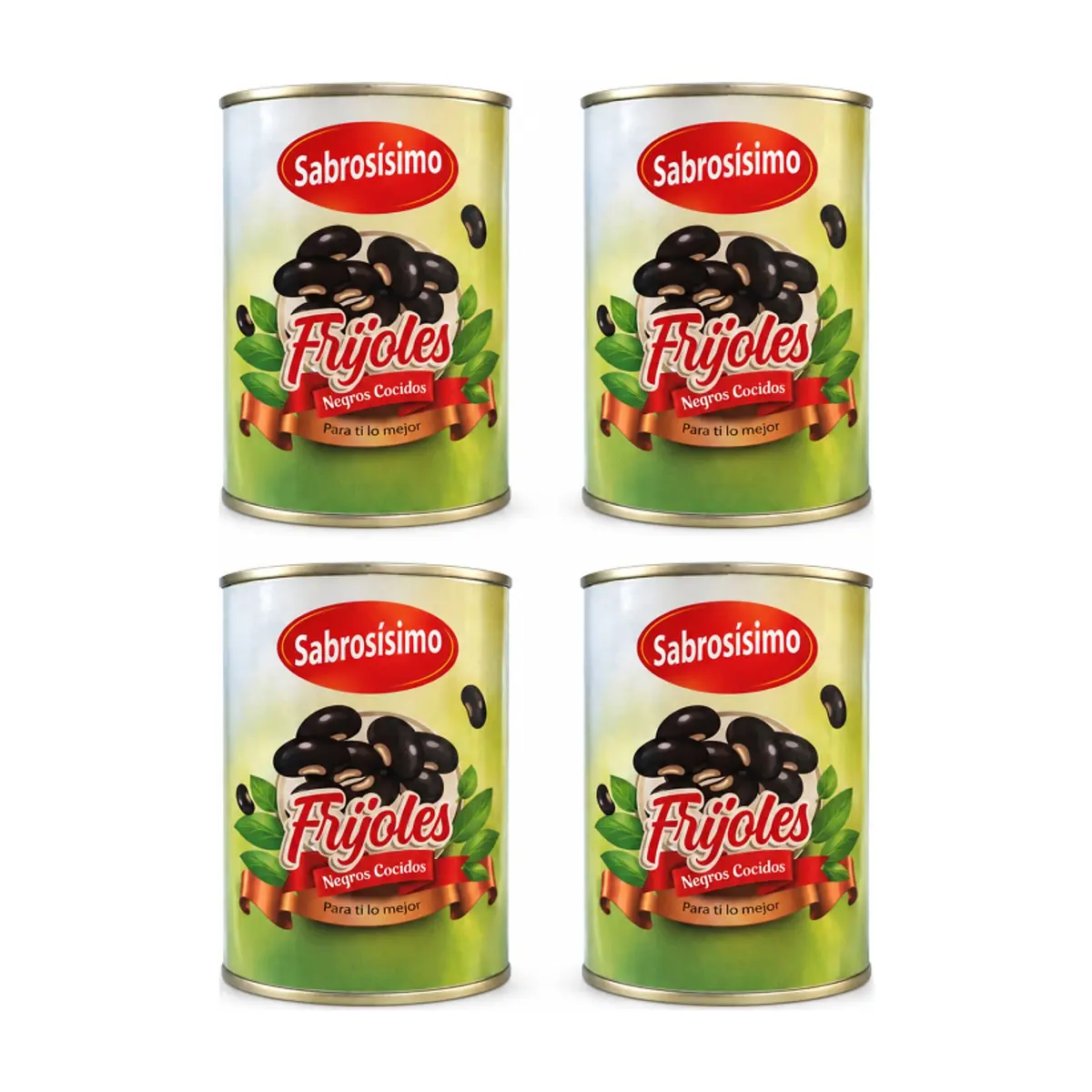 Combo Frijoles negros cocidos Sabrosísimo (4 x 400 g / 14.11 oz)