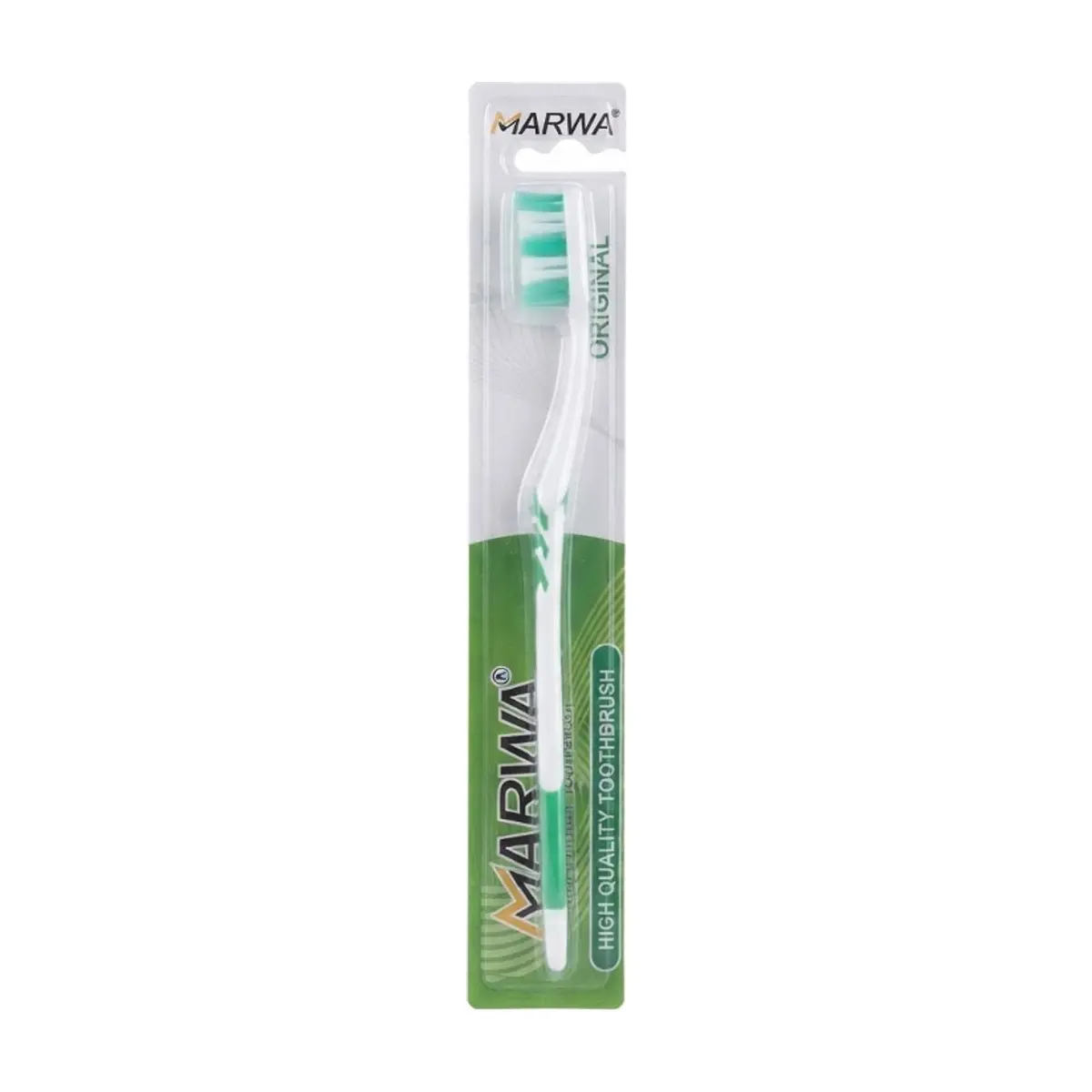 Cepillo de dientes color verde con tapa y cerda de dureza media Marwa MR-612