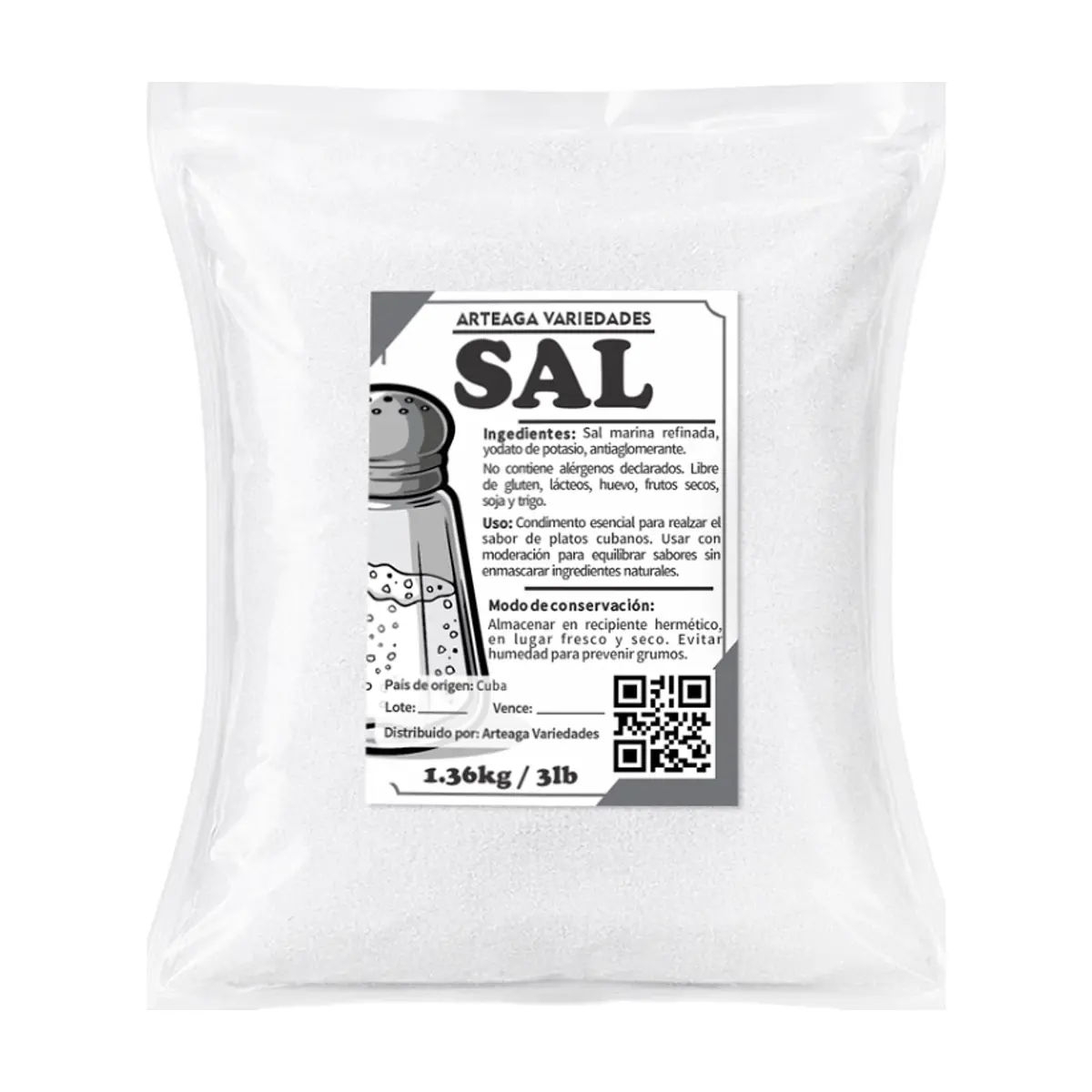 Sal marina refinada Arteaga Variedades (1.36 kg / 3 lb)