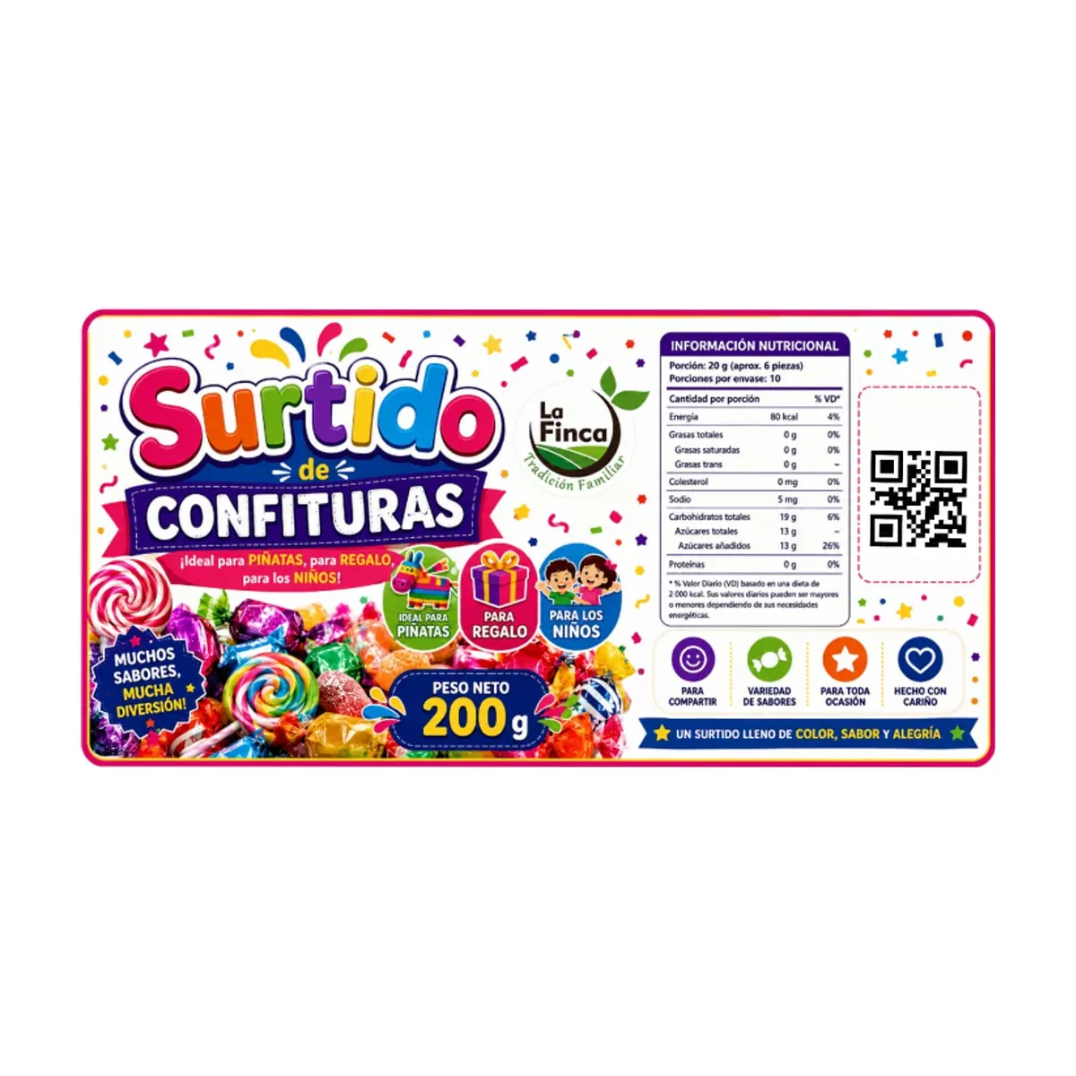 Surtido de dulces, gomitas, chicles, caramelos y juguetes con dulces La Finca (200 g / 7.05 oz) - Thumbnail 2