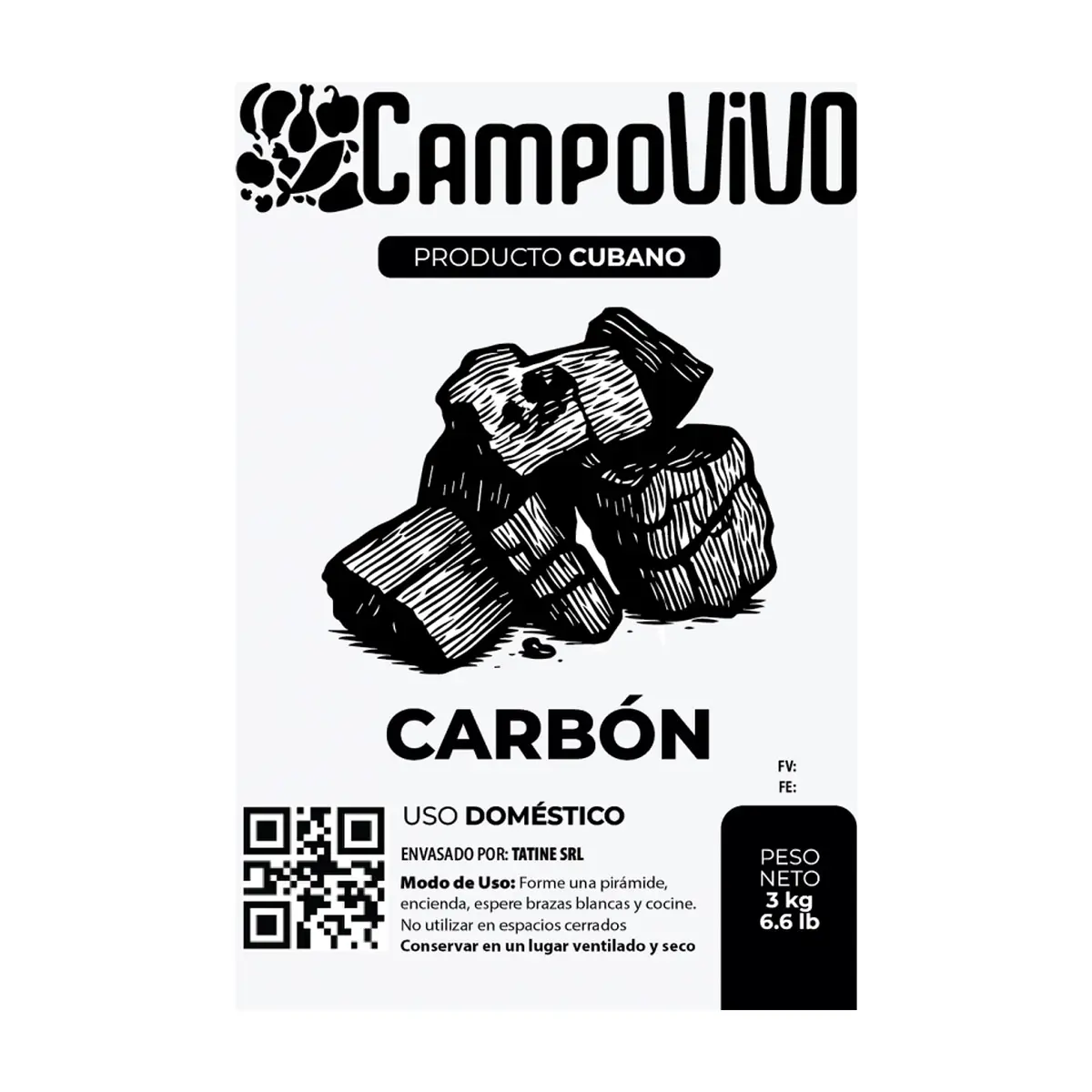 Carbón vegetal Campo Vivo (3 kg / 6.6 lb) - Thumbnail 3