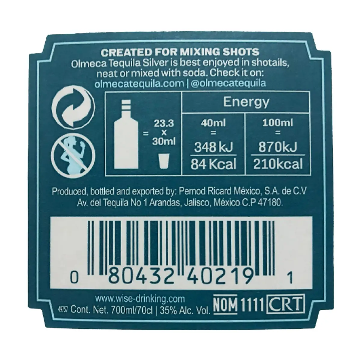 Tequila blanco 35 % vol Olmeca (700 ml) - Thumbnail 2