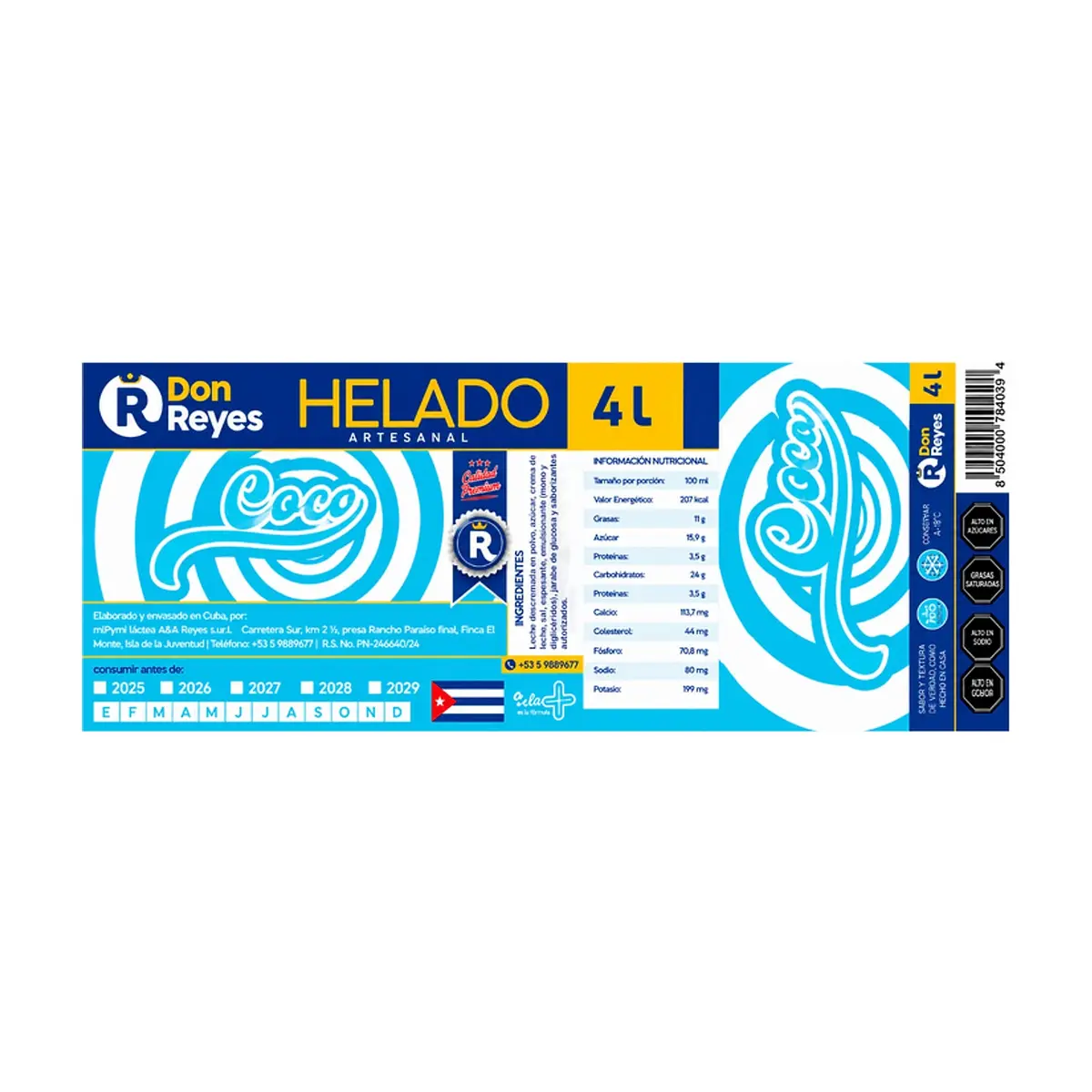 Helado artesanal sabor coco Don Reyes (4 L) - Thumbnail 4
