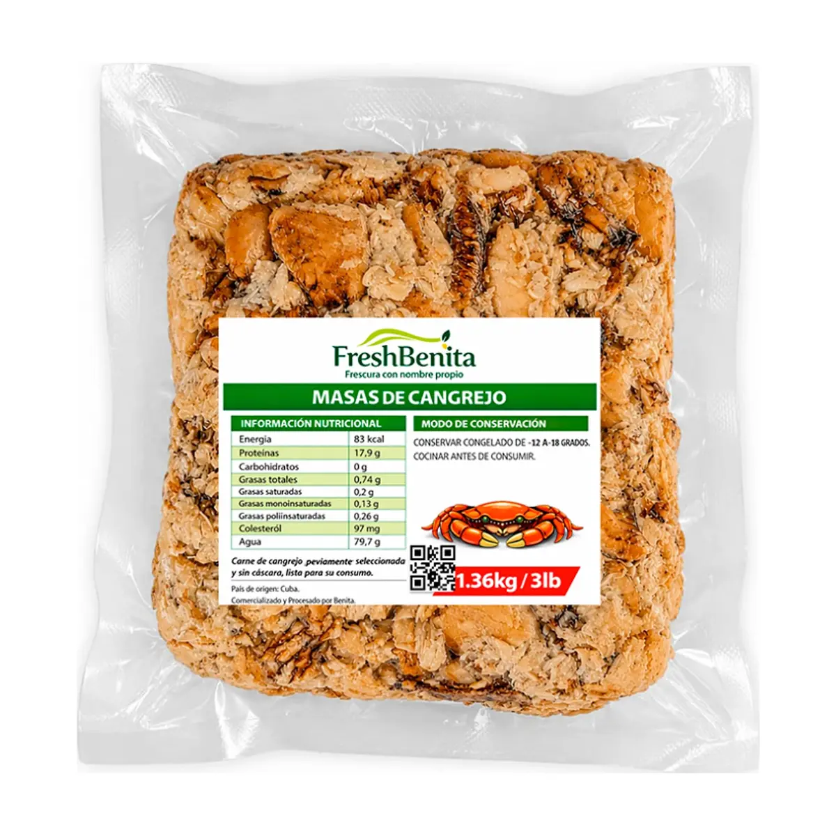 Masas de cangrejo FreshBenita (1.36 kg / 3 lb)