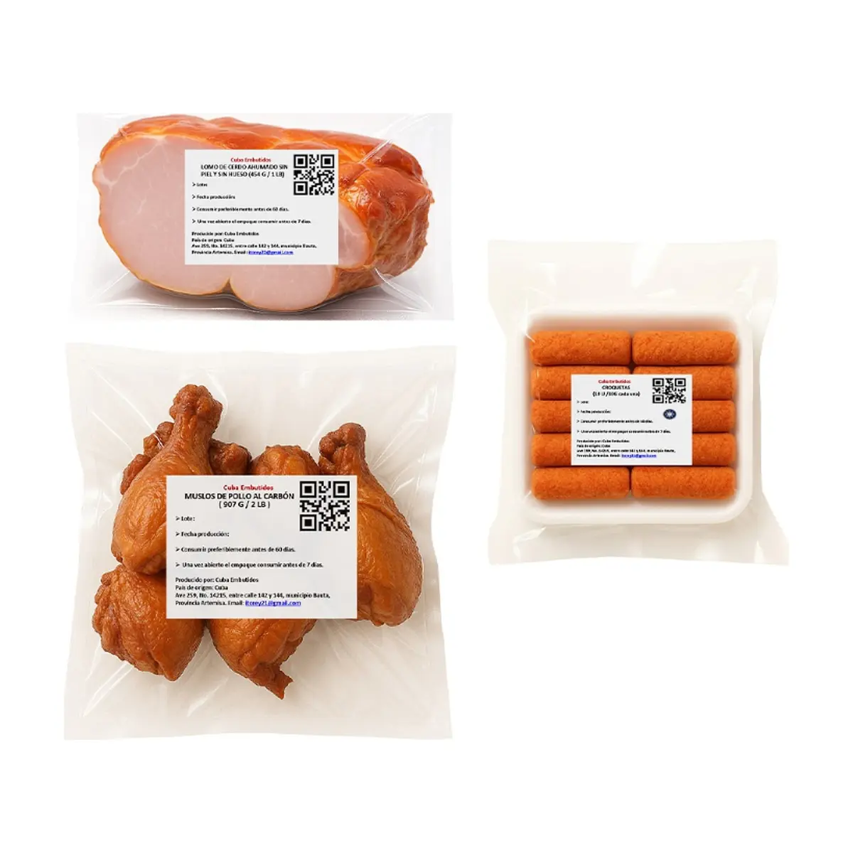 Lomo de cerdo ahumado sin piel y sin hueso + Muslos de pollo al carbón + Croquetas de jamón - Thumbnail 2