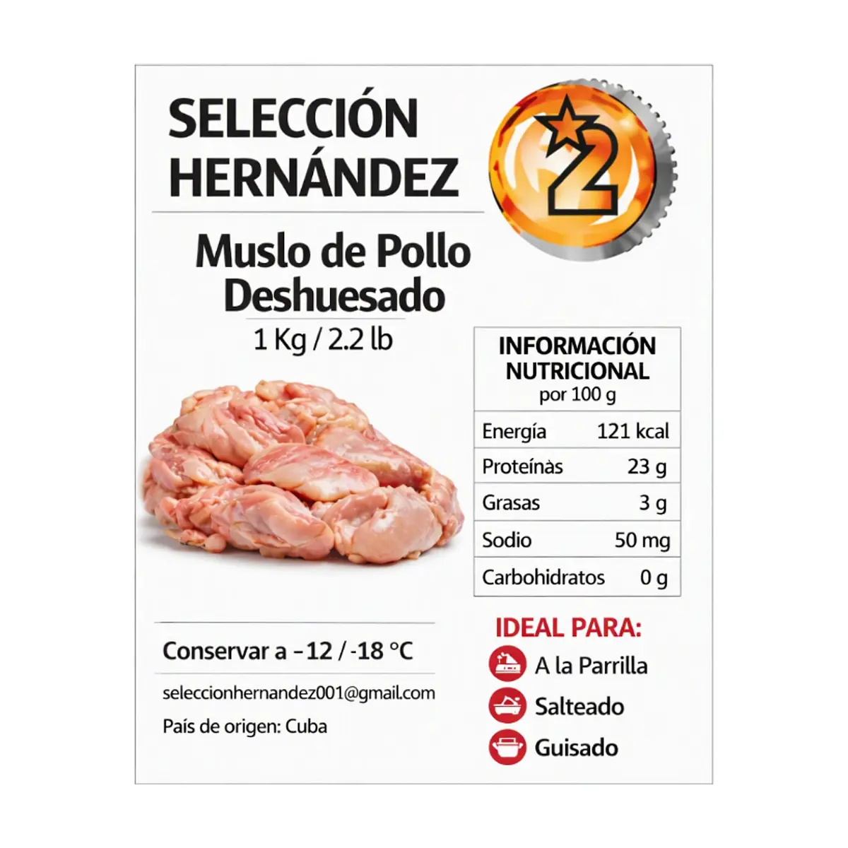 Muslo de pollo deshuesado Selección Hernández (1 kg / 2.2 lb) - Miniatura 3