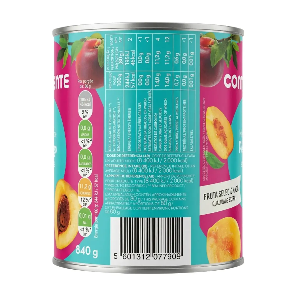 Mitades de melocotón en almíbar Continente (840 g / 1.85 lb) - Thumbnail 2