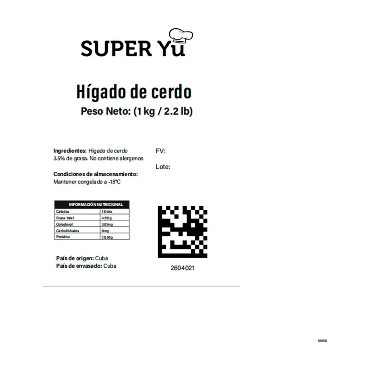 Hígado de cerdo Super Yu (1 kg / 2.2 lb) - Miniatura 5