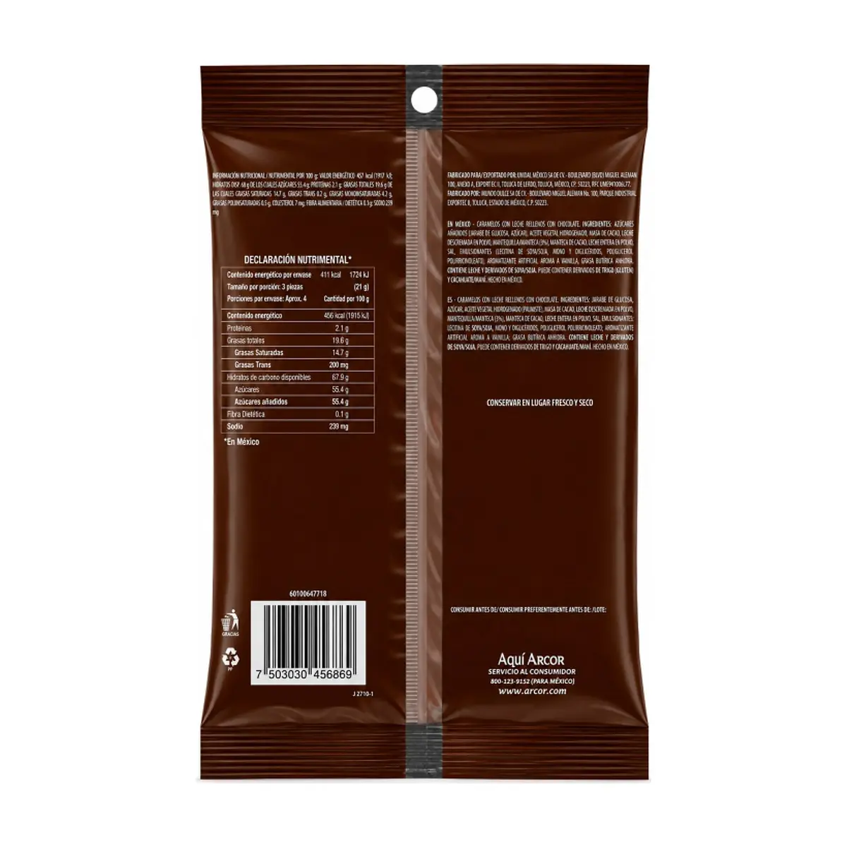 Caramelos con leche rellenos con chocolate Butter Toffees Arcor (90 g / 3.17 oz) - Thumbnail 2