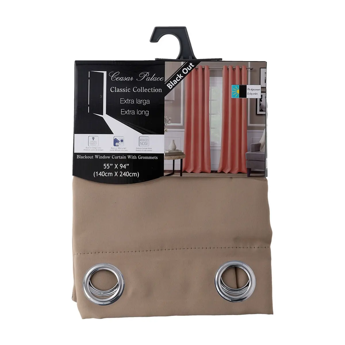 Cortina blackout beige oscuro de 2 paneles Ceasar Palace