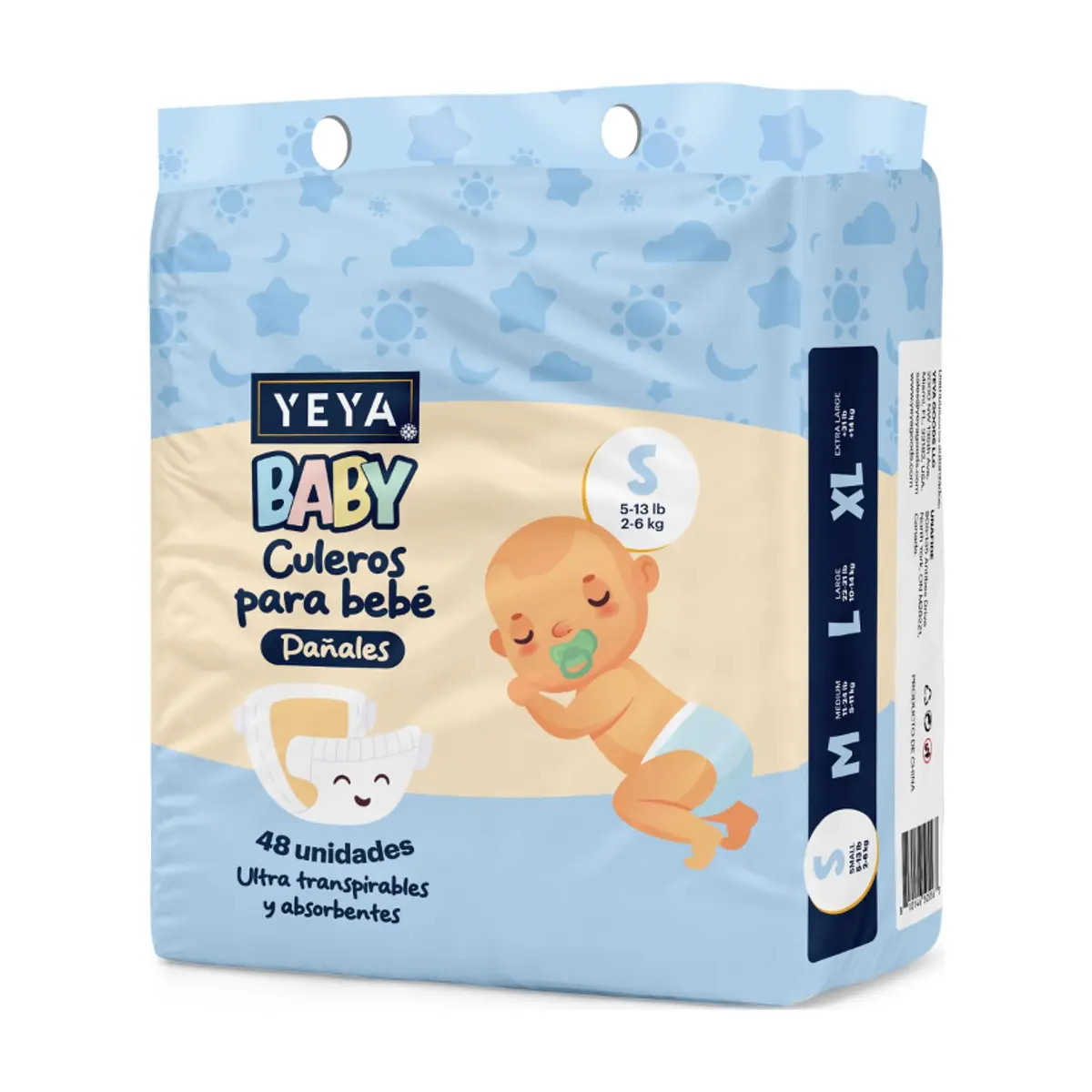 Pañales desechables para bebé talla S YEYA (48 U)