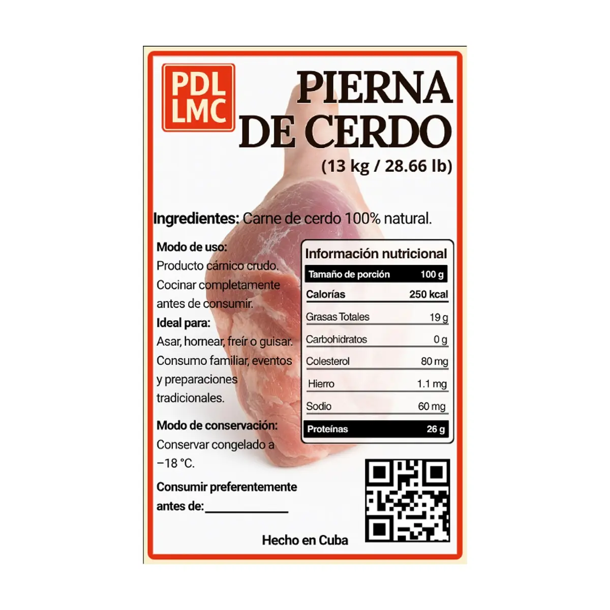 Pierna de cerdo con piel y con hueso PDL LMC (13 kg / 28.66 lb) - Thumbnail 3
