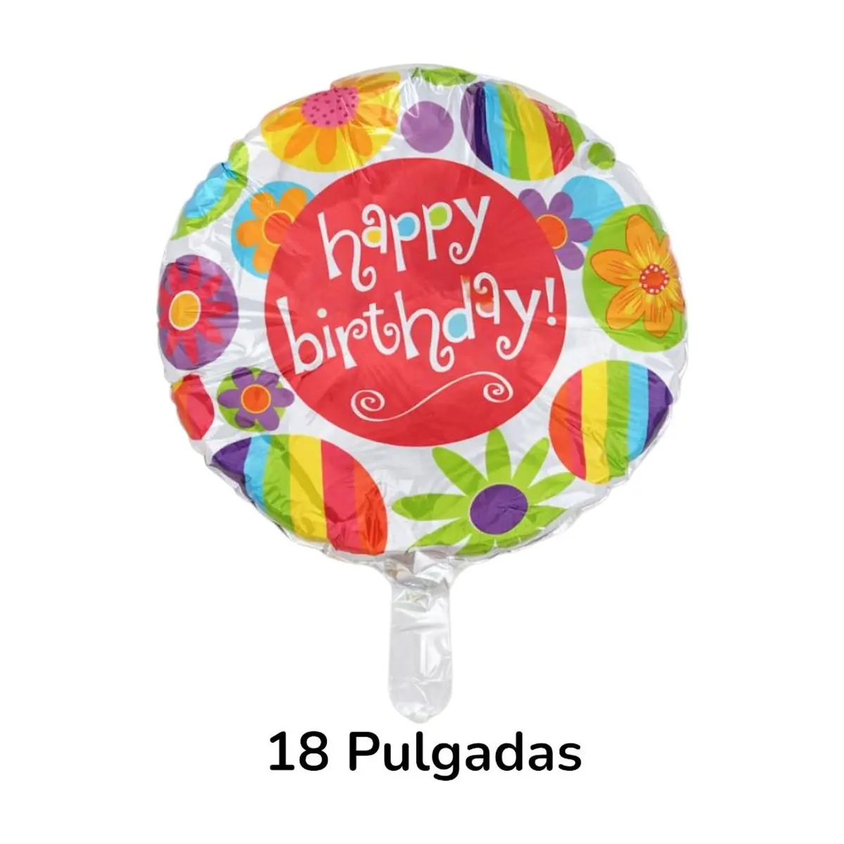 Globo con cartel "Happy Birthday" y diseño de flores 18 pulgadas Ballon - Thumbnail 2
