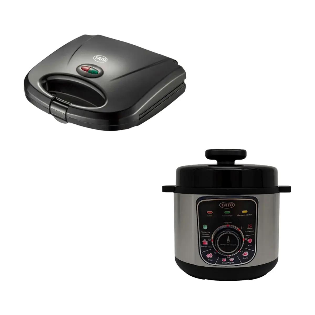 Olla reina a presión eléctrica de 5 L Tato VRC-50 + Sandwichera eléctrica antiadherente de color negro TATO H103