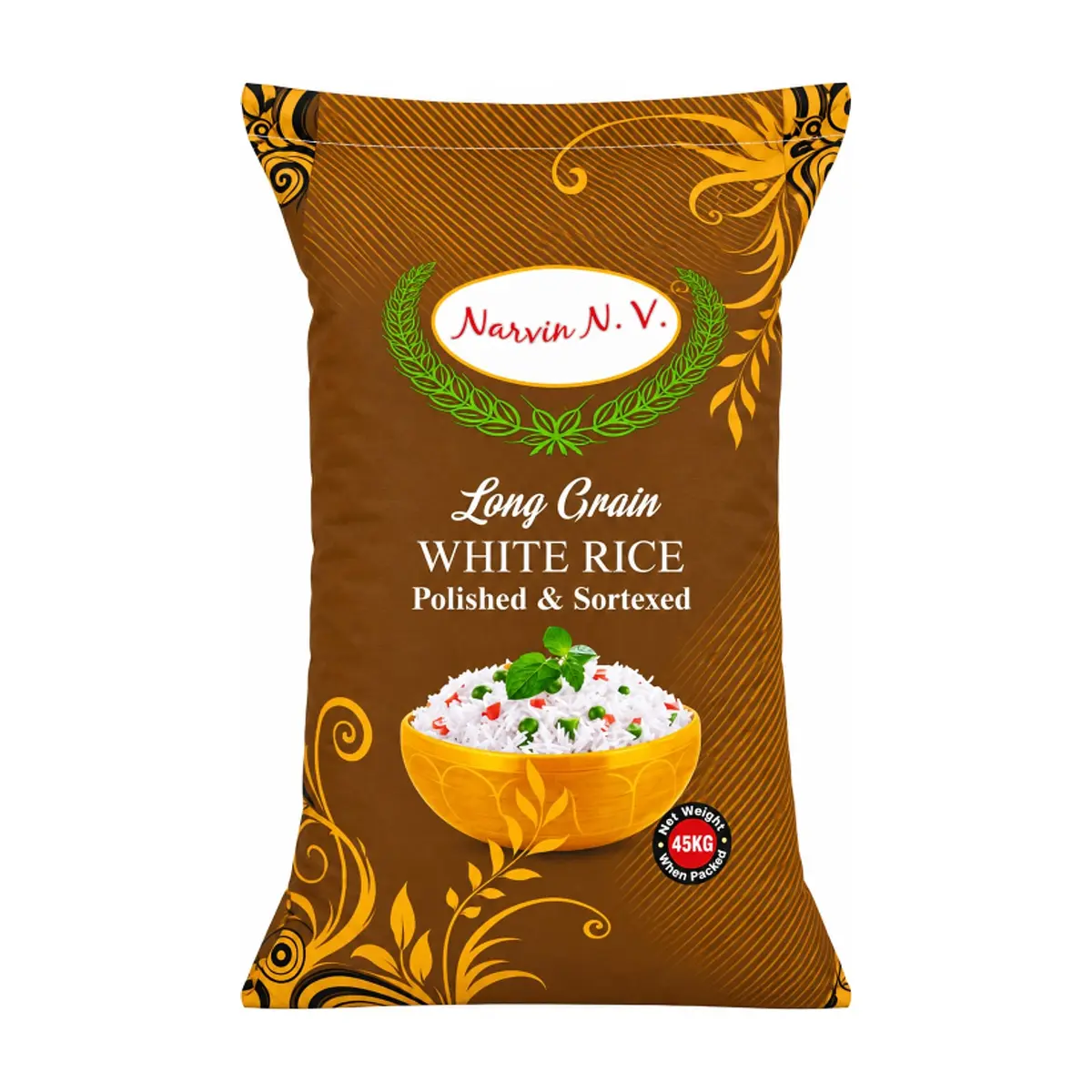 Arroz blanco de grano largo Narvin N. V. (45 kg / 100 lb)
