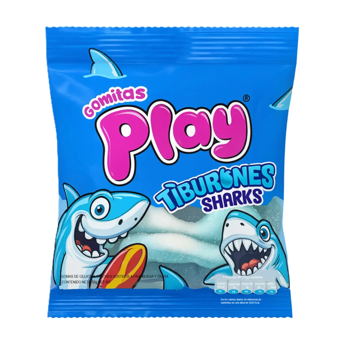 Gomas de Gelatina sabores surtidos a frambuesa y fresa Play (55 g / 1.94 oz)