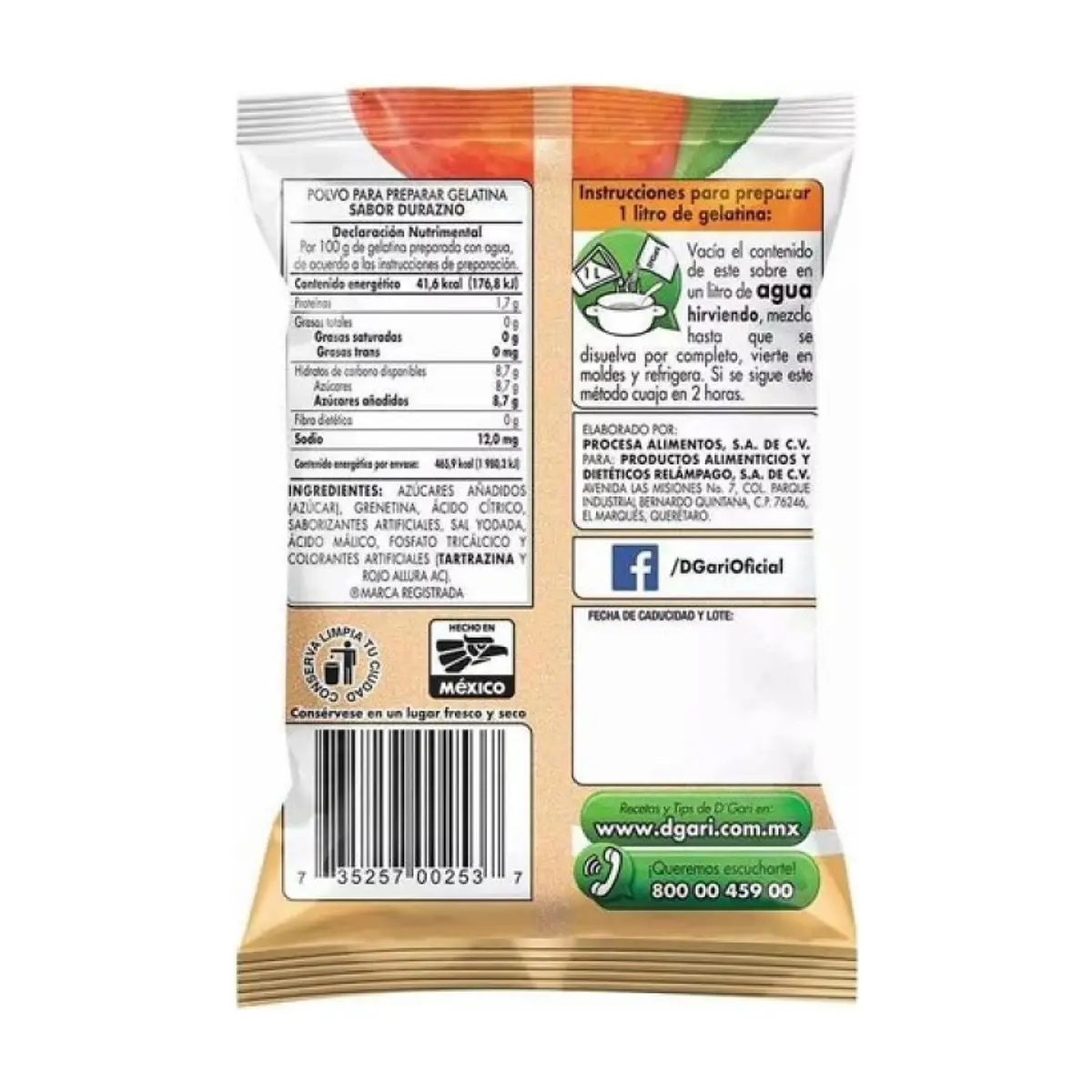 Gelatina sabor durazno D'Gari (120 g / 4.2 oz) - Thumbnail 4