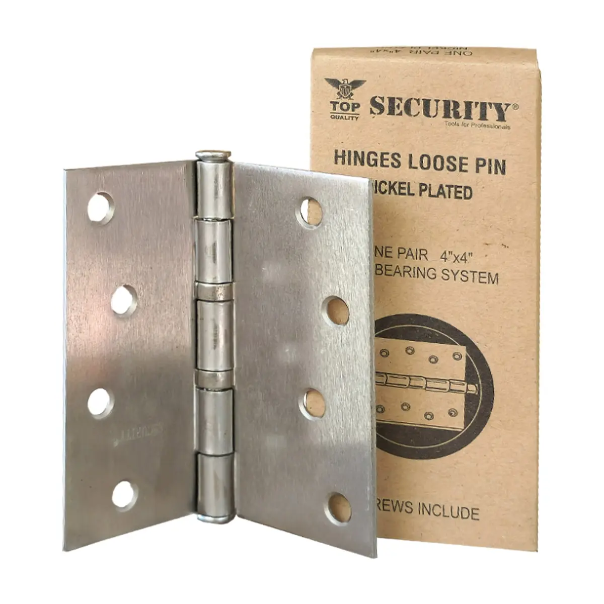 Bisagra de pasador suelto con terminación cromada de 4" x 4" Security (2 U) - Thumbnail 6
