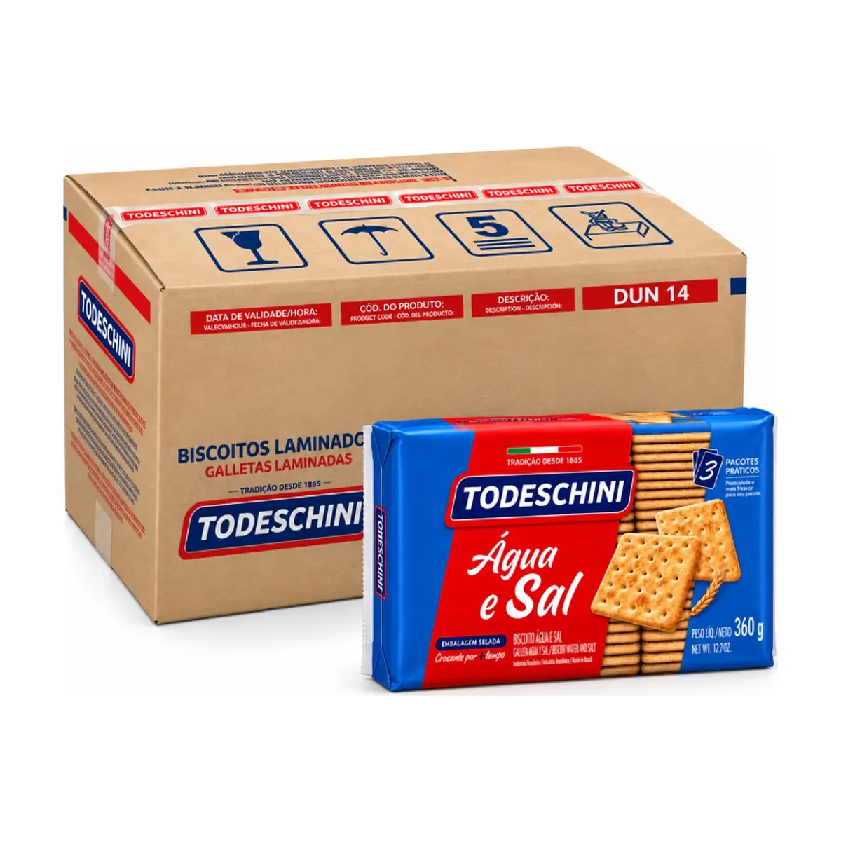 Galletas agua y sal Todeschini (20 x 360 g / 12 oz)