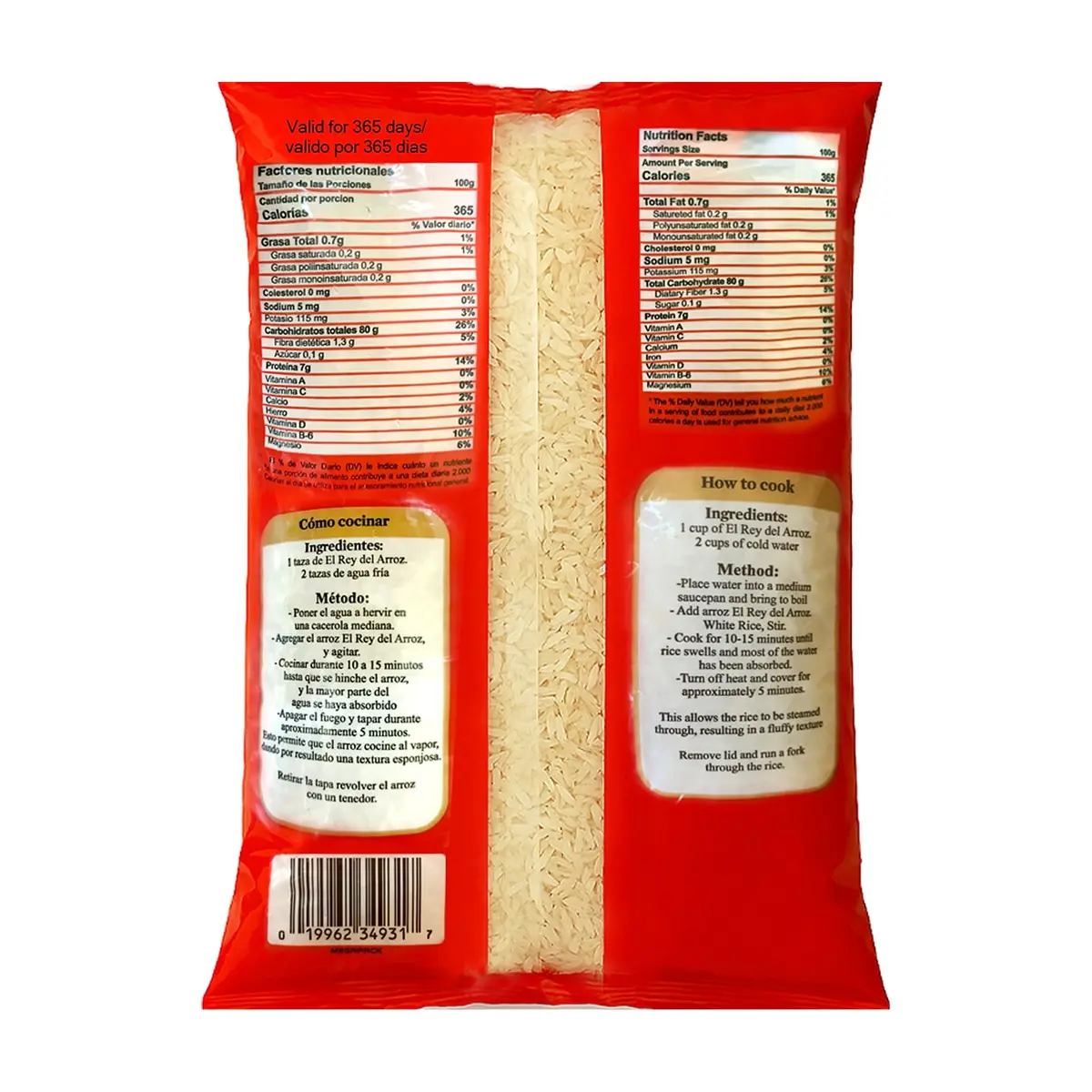 Arroz blanco de grano extra largo El rey del arroz (1 kg / 2.2 lb) - Miniatura 2