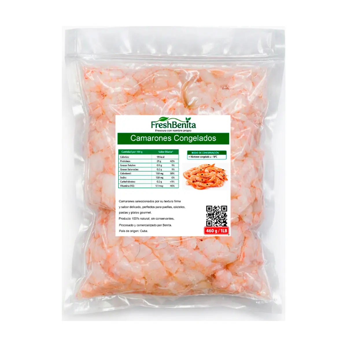 Camarones congelados FreshBenita (460 g / 1 lb)
