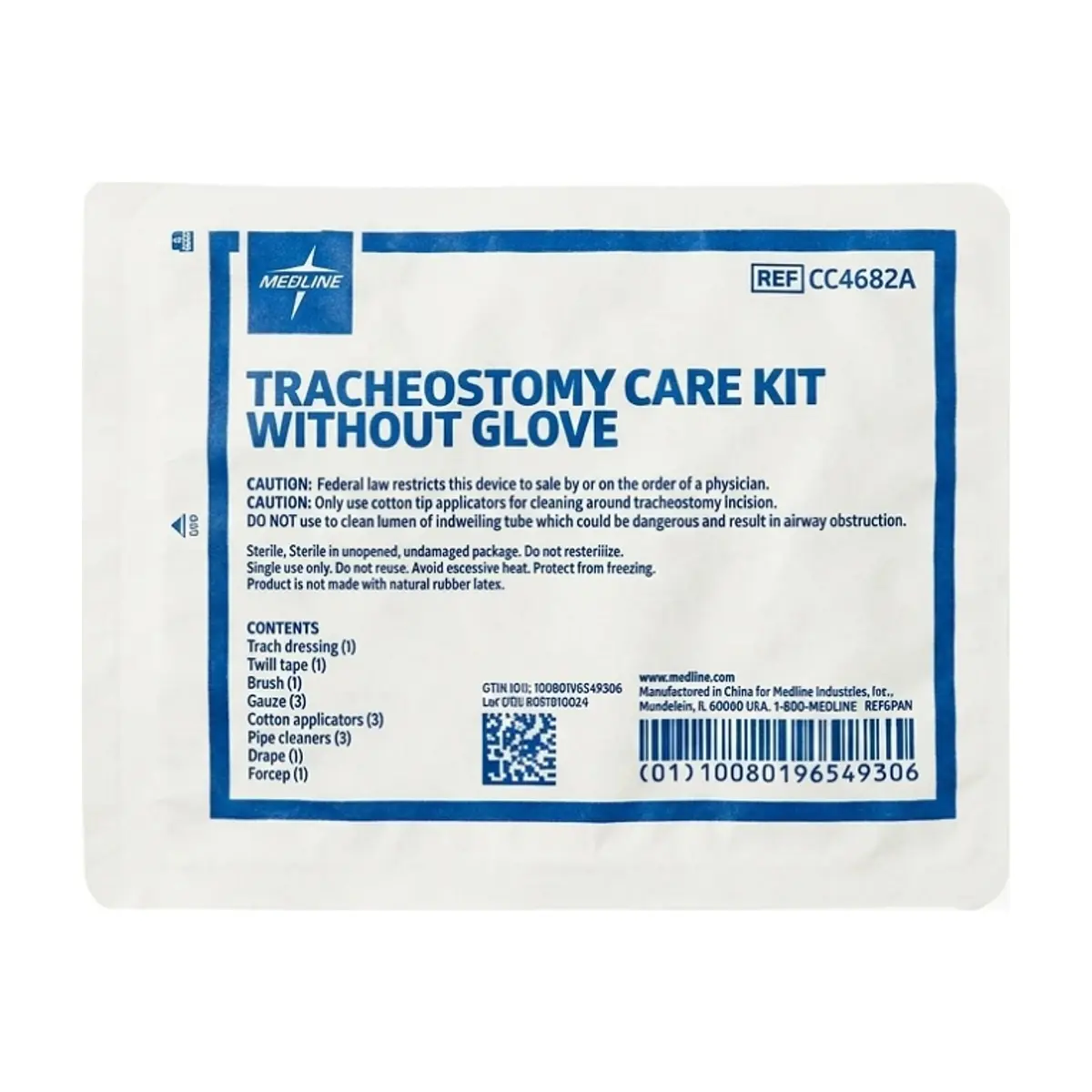 Kit de cuidado de traqueostomía sin guantes Medline