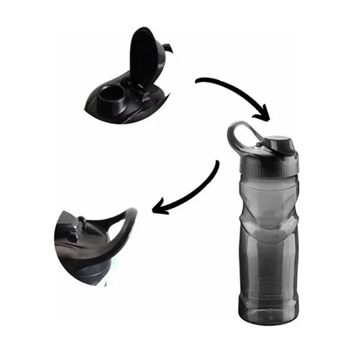 Botella deportiva plástica de 500 ml negro SR91/555 Sanremo - Thumbnail 2