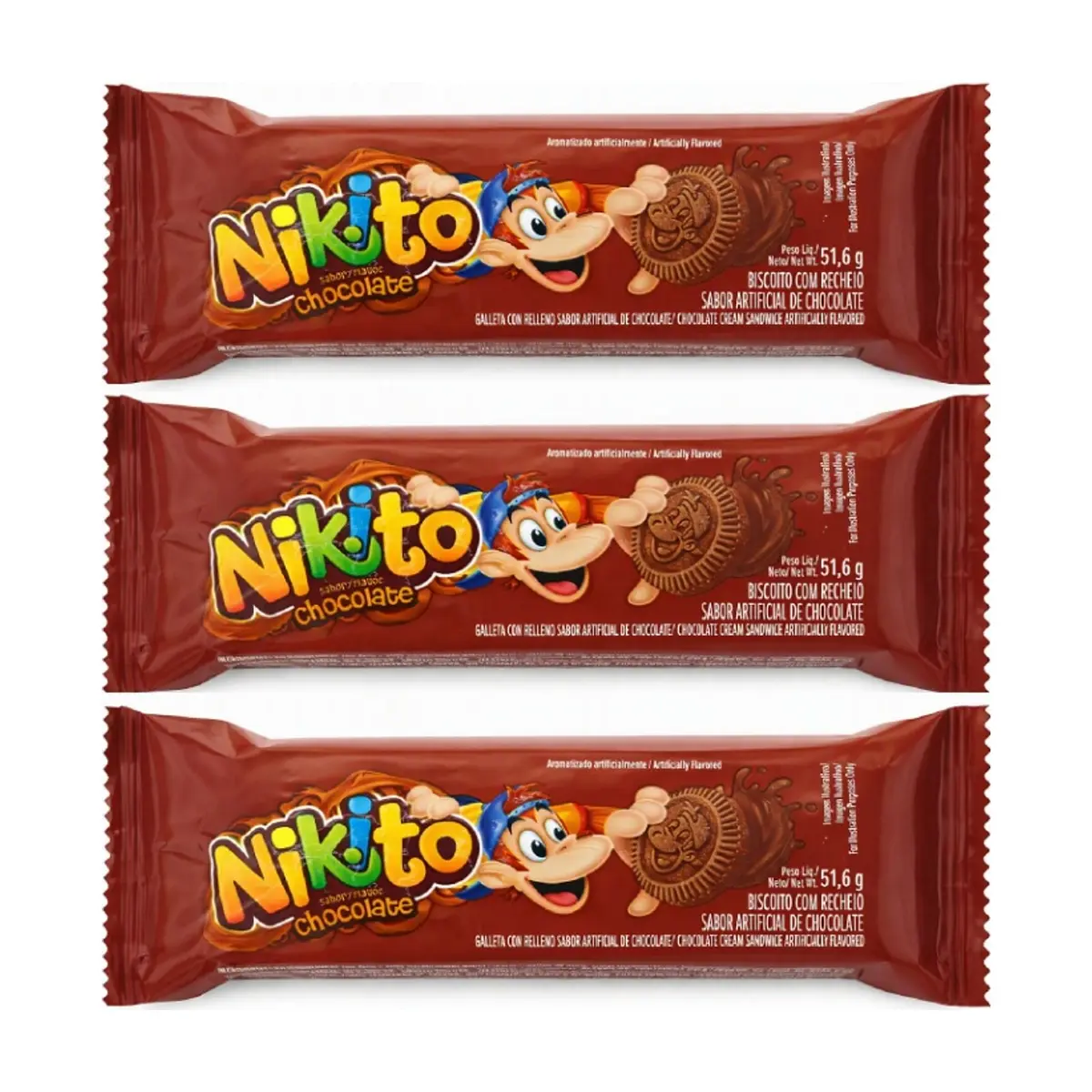 Galletas dulces con crema sabor chocolate Nikito (3 x 51.6 g / 1.82 oz)