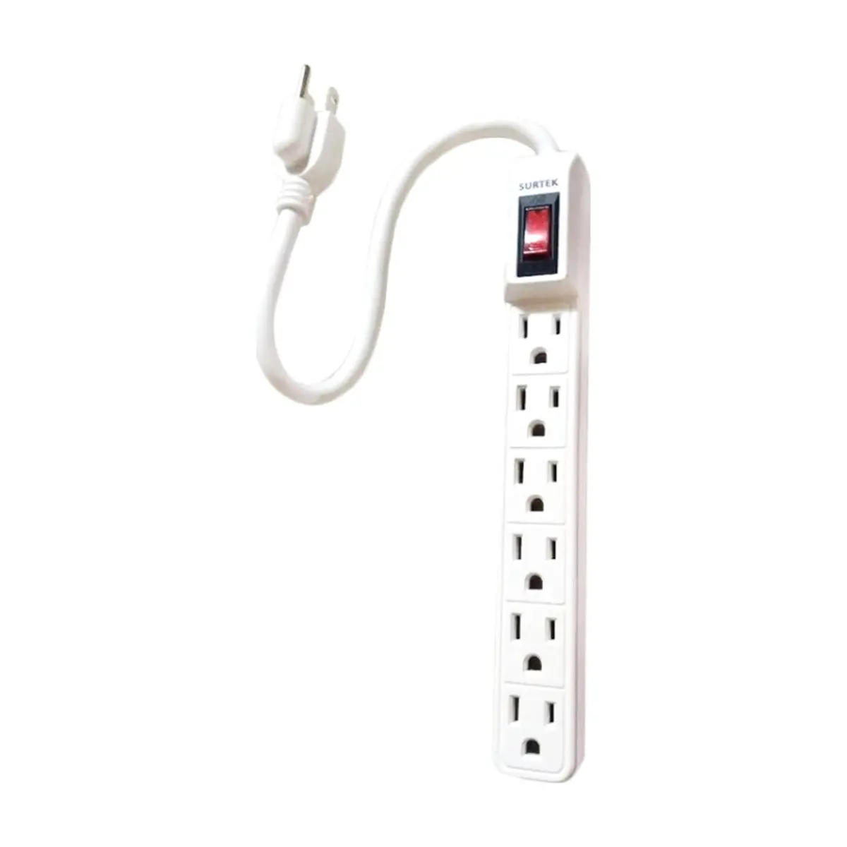 Barra multicontacto - regleta - de 6 entradas con cable 30 cm Surtek 136201