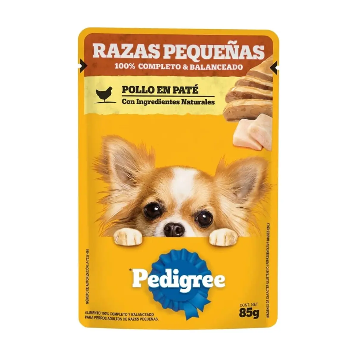 Pollo en paté para perros adultos de razas pequeñas Pedigree (85 g / 2.99 oz)