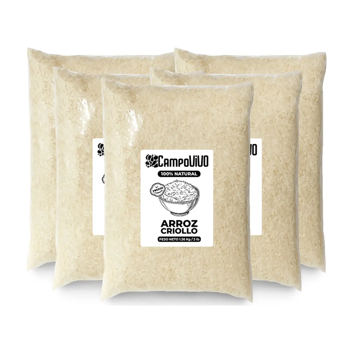 Arroz criollo Campo Vivo (5 x 1.36 kg / 3 lb)