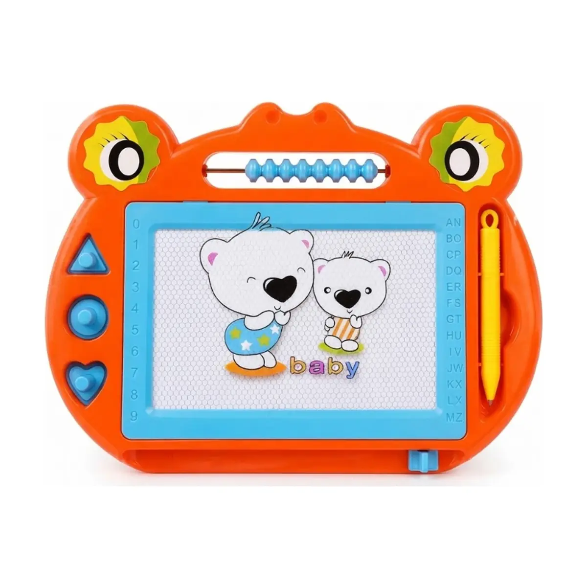 Mini pizarra magnética anaranjada y azul con diseño de rana Gladsome Bear