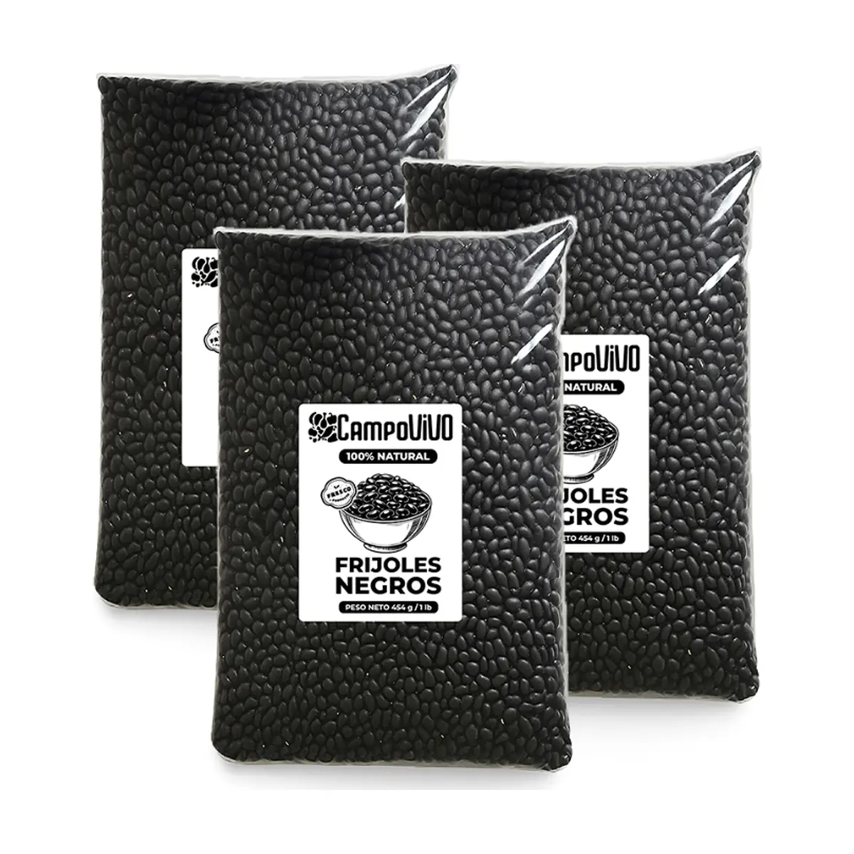 Frijoles negros Campo Vivo (3 x 454 g / 1 lb)