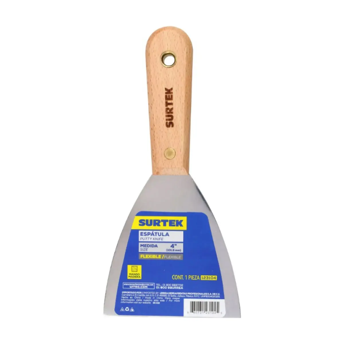 Espátula flexible con mango de madera 4" Surtek 123104 - Thumbnail 2