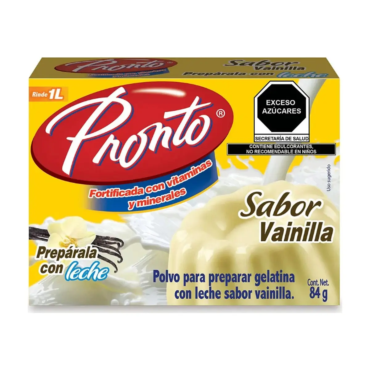 Polvo para preparar gelatina con leche sabor vainilla Pronto (84 g / 2.96 oz)