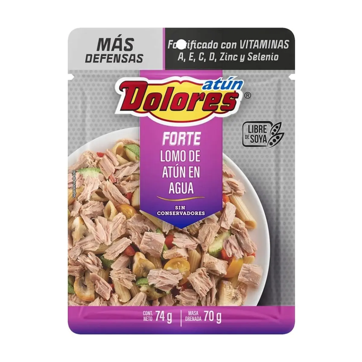 Atún en agua fortificado con vitaminas Forte Dolores (74 g / 2.61 oz)