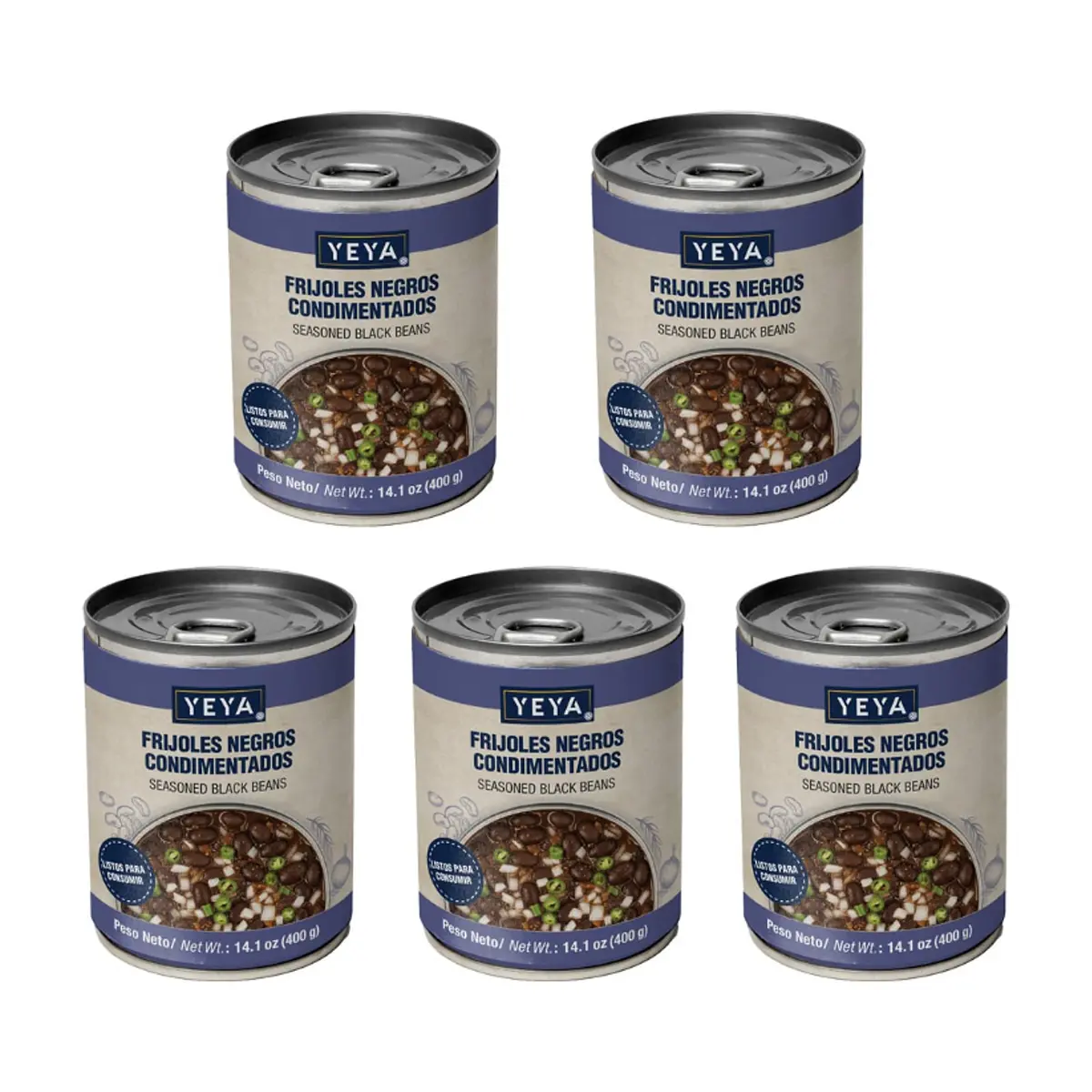 Frijoles negros condimentados YEYA (5 x 400 g / 14.1 oz)
