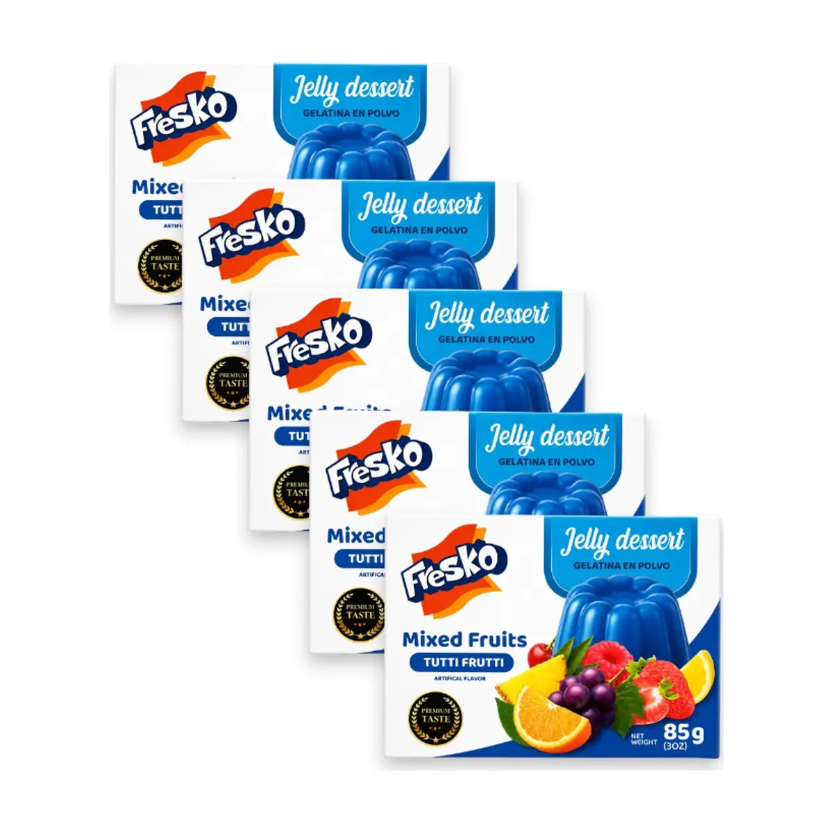 Gelatina de cóctel de frutas Fresko (5 x 85 g / 3 oz)