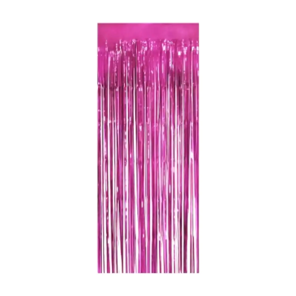 Cortina de flecos rosado metálico