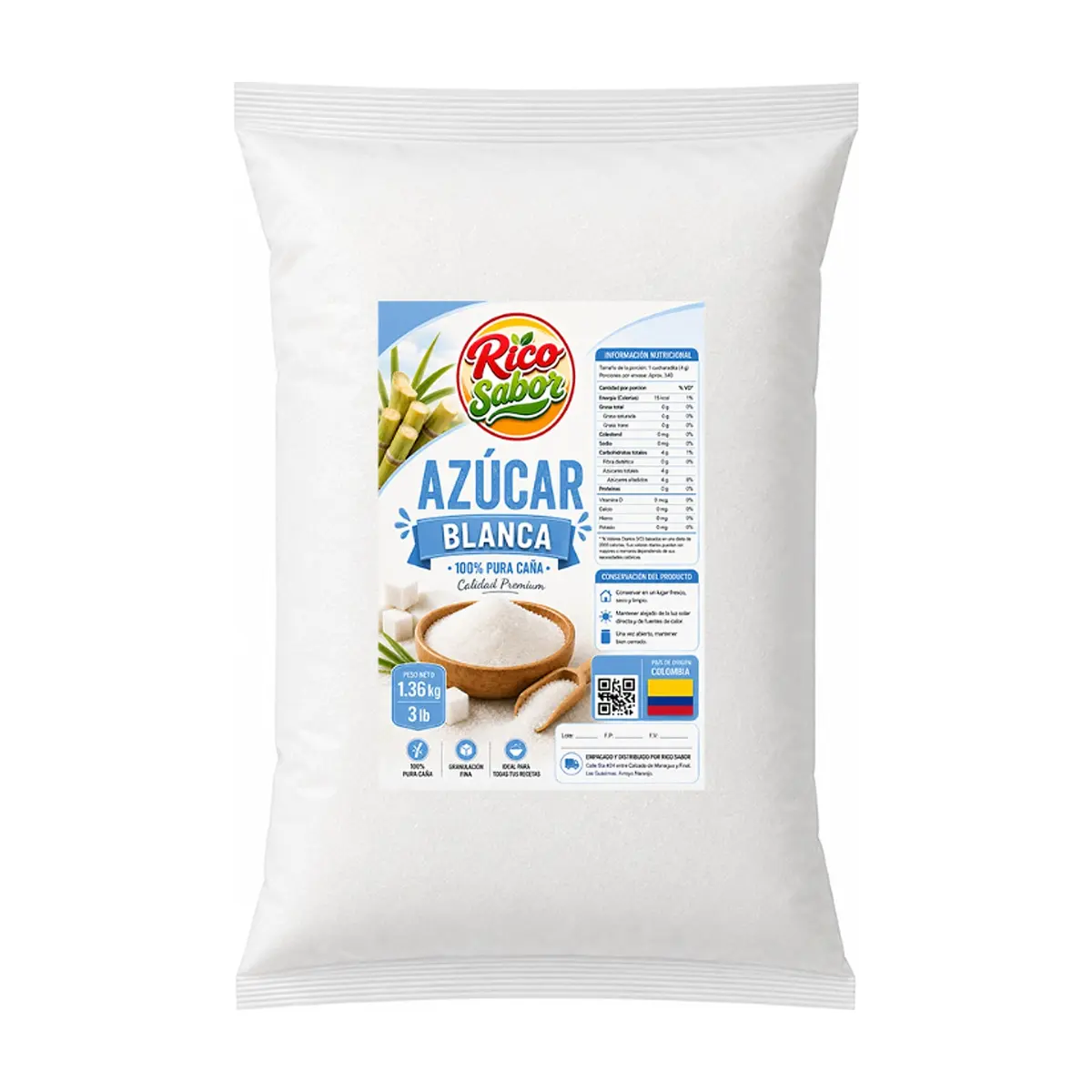 Azúcar blanca Rico Sabor (1.36 kg / 3 lb)