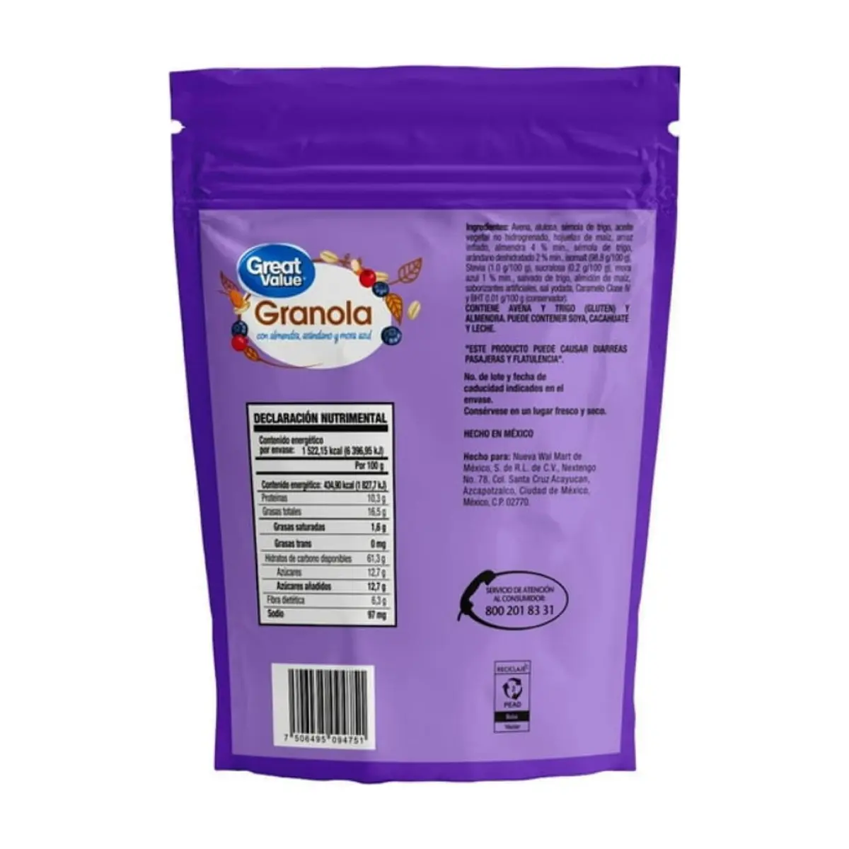 Granola con almendra, arándano y mora azul Great Value (300 g / 10.58 oz) - Thumbnail 4