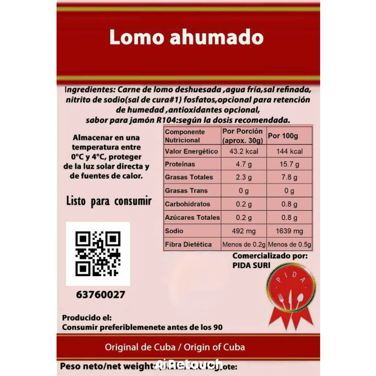 Lomo ahumado Pida (2.04 kg / 4.5 lb) - Thumbnail 3