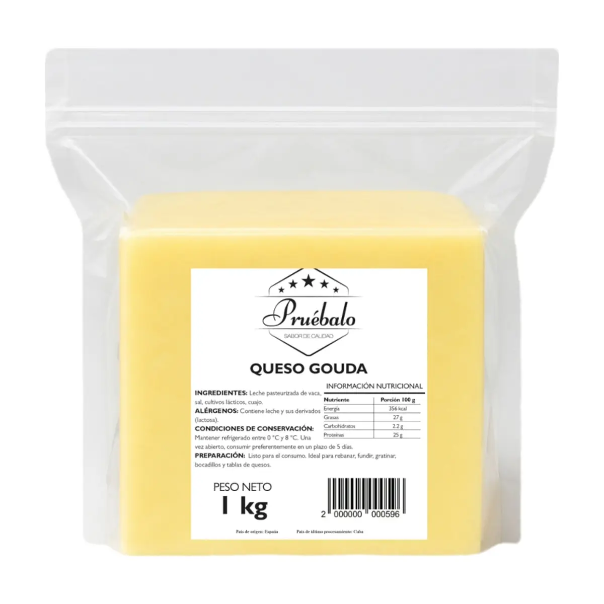 Queso gouda Pruébalo (1 kg / 2.2 lb)