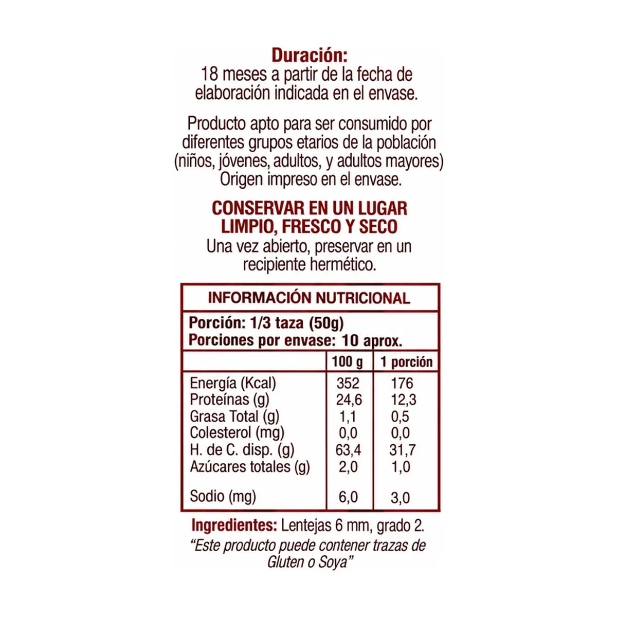 Lentejas 6 mm sin remojo Los Granos (500 g / 1.10 lb) - Miniatura 3