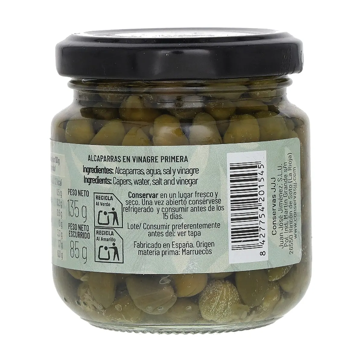 Alcaparras en vinagre primera calidad La Huerta de al Lado (135 g / 4.76 oz) - Thumbnail 3