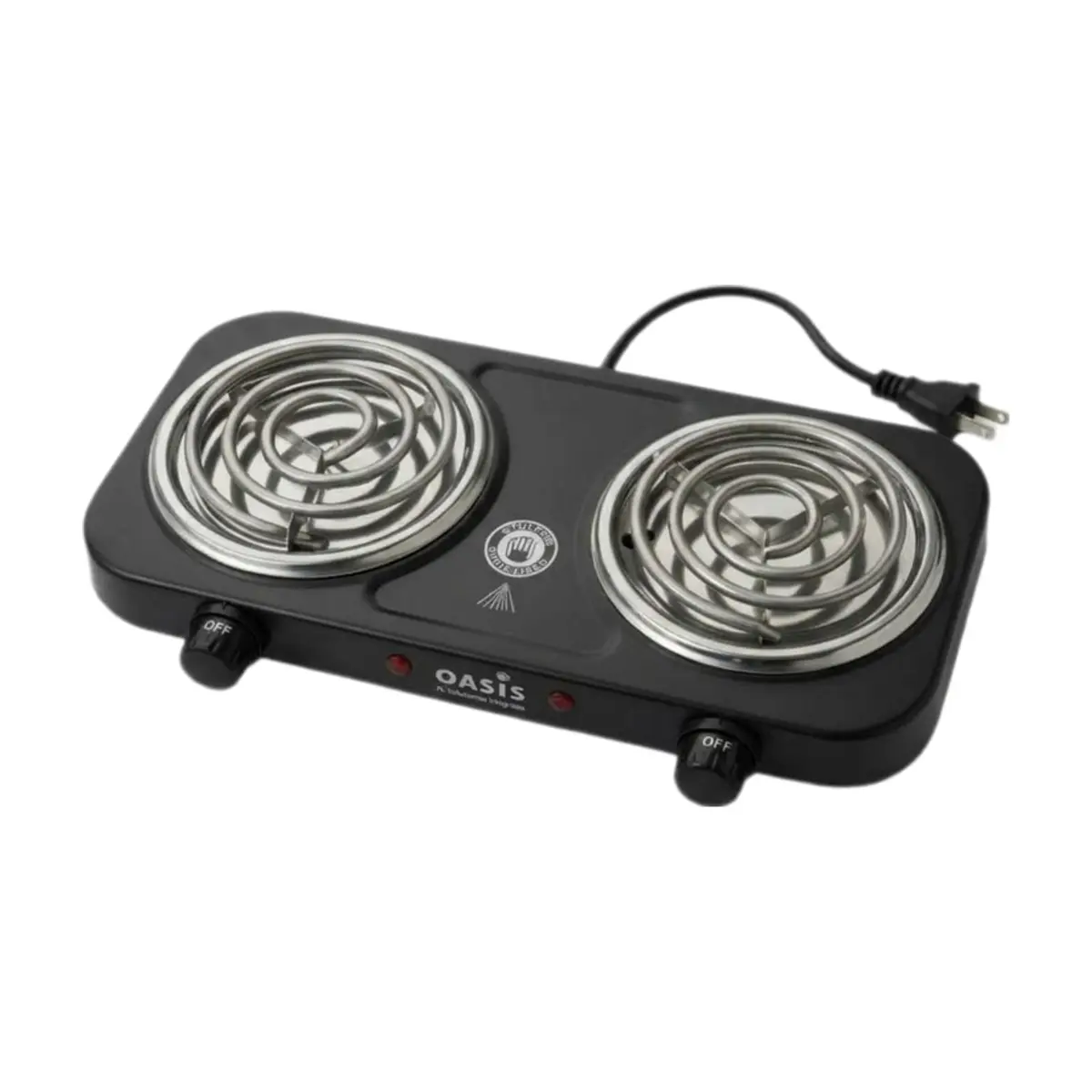 Cocina de hornilla eléctrica doble color negra 2000 w Oasis - Miniatura 1